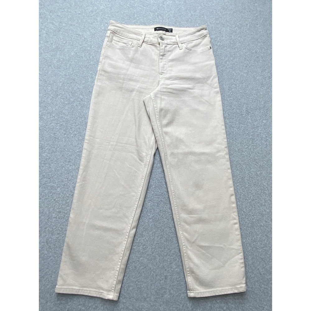Athleta Womens‎ Jeans Size 10 Beige Washed Straight Stretch Comfortable Preppy